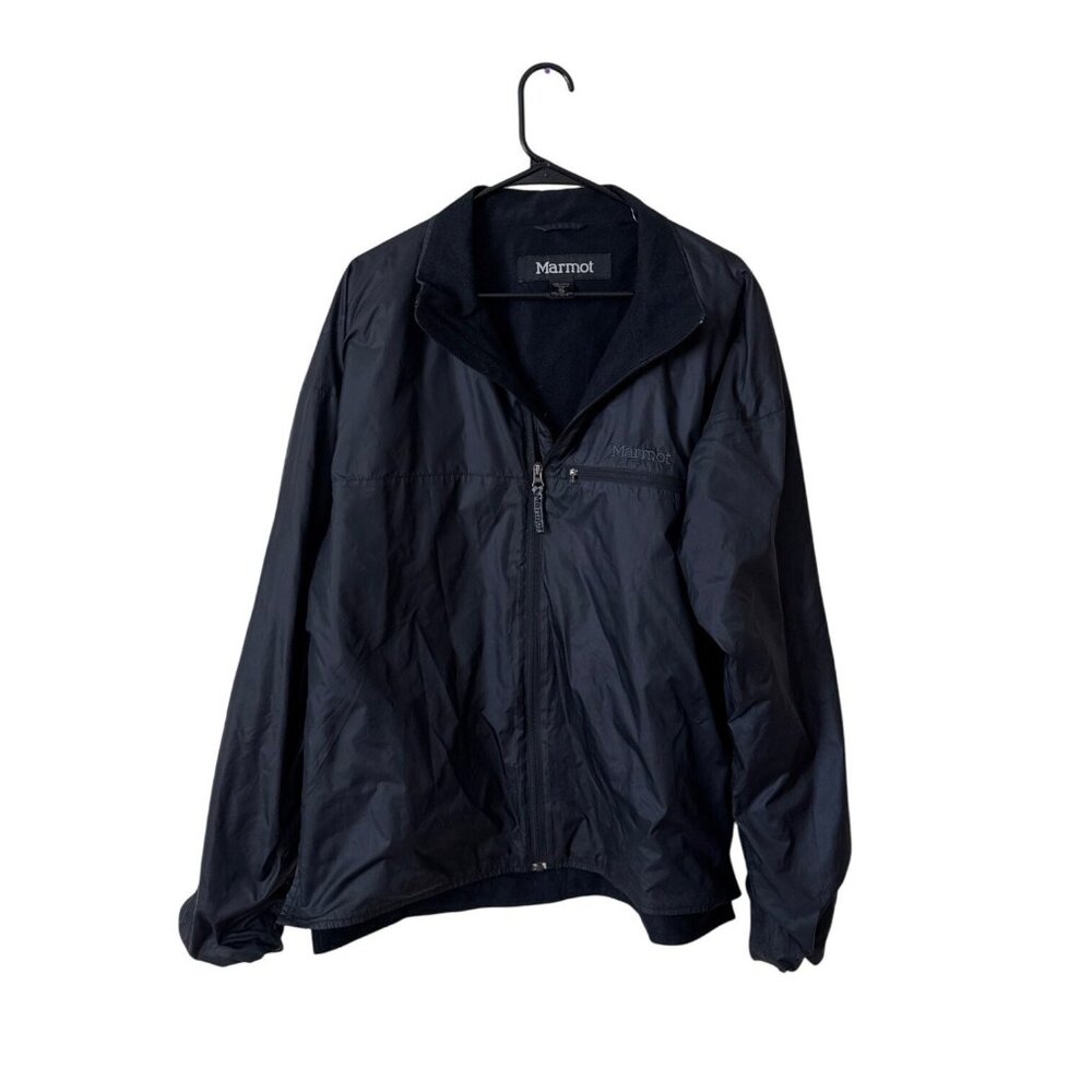 Marmot Men's Lightweight Black Fleece Windbreaker Full Zip Size XL Raingear